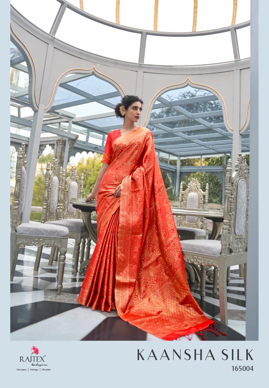 Rajtex Kaansha Latest Fancy  Designer Banarasi silk with soft zari weaving Exclusive Silk Saree Collection